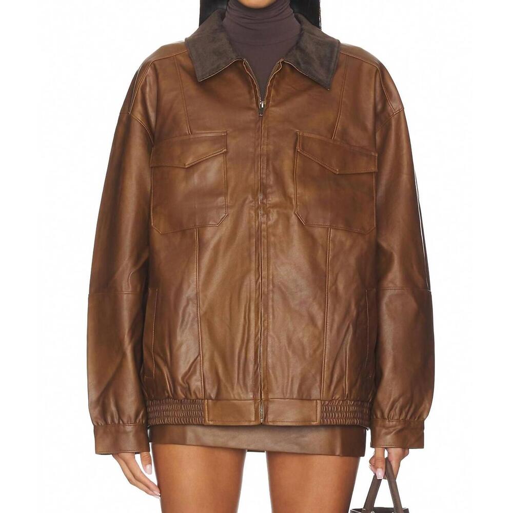 NEW SHOW ME YOUR MUMU maverick bomber jacket in chestnut brown - Picture 5 of 5